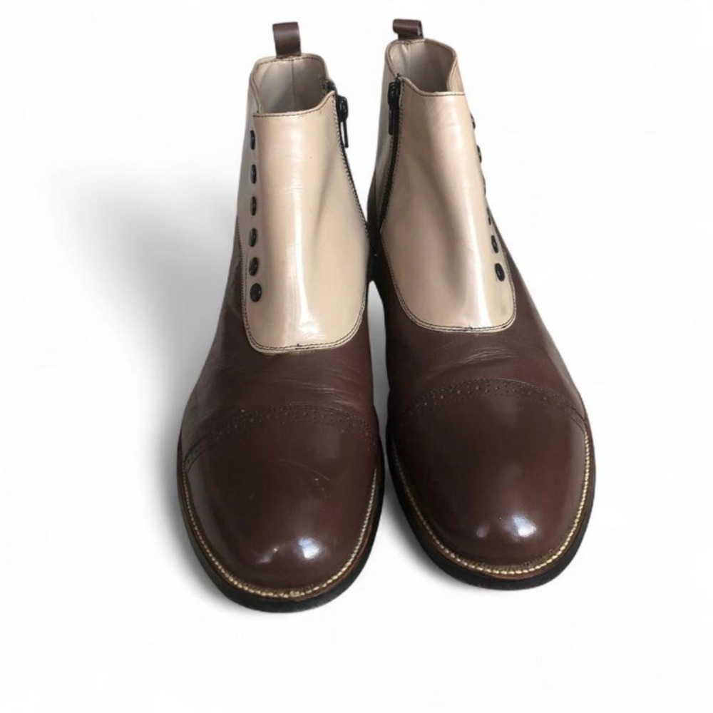 Stacy Adams Brown and Cream Leather Chelsea Boots - Picture 4 of 13